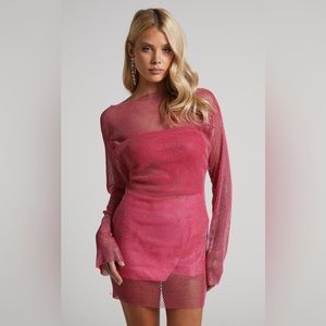 Showpo Mariena Mini Rhinestone Pink Dress